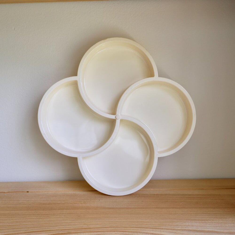 Mid Century Modern Dansk 4-Compartment Cream Melamine Tray